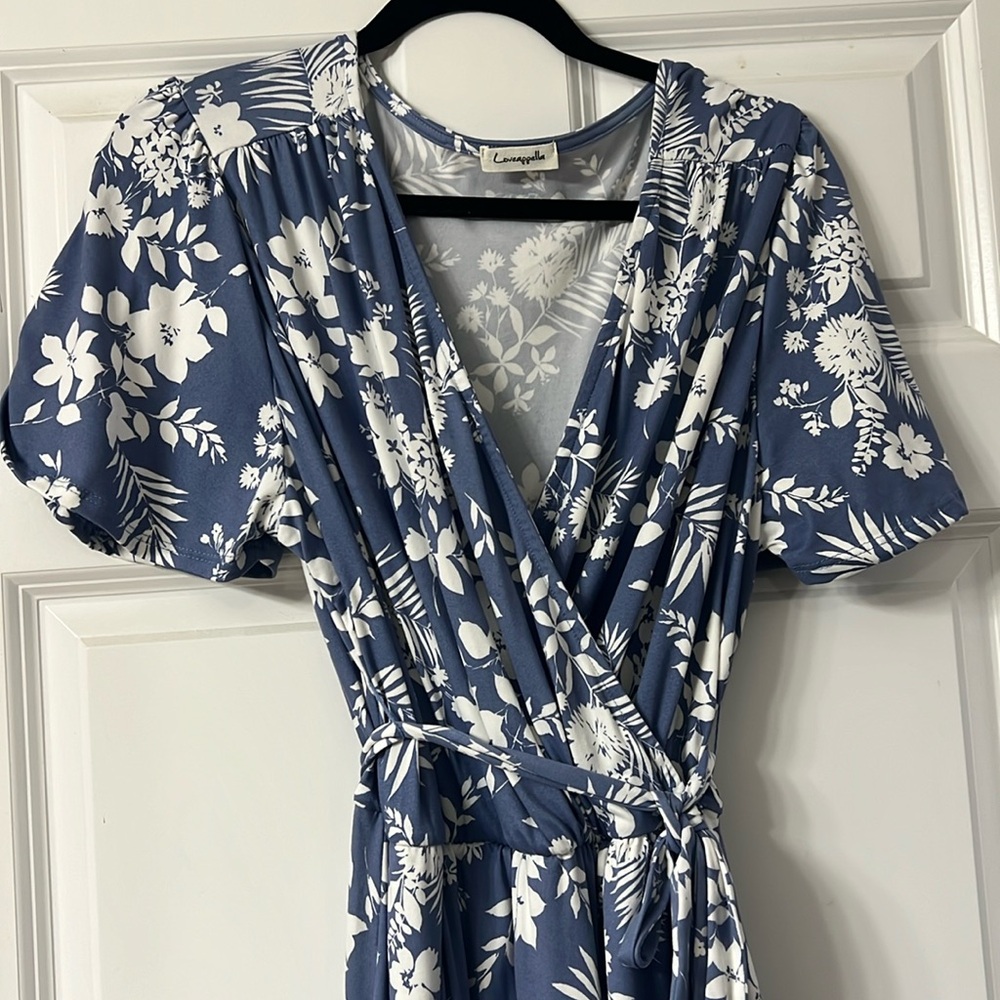 loveappella blue wrap dress